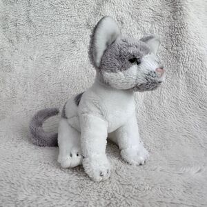 Demdaco Gray White Cat Kitten Plush 7” Stuffed Animal Realistic